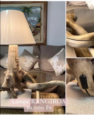 Lampe en bois flotté