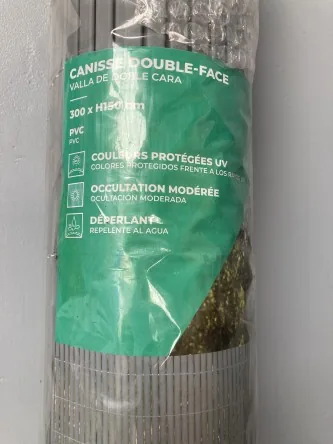 4 rouleaux de canisse double-face en PVC de couleur grise
