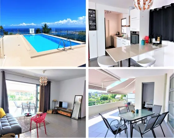 FAA'A PAMATAI...LOUE APPARTEMENT DE 70M² Hab.,2 CHAMBRES, VUE MER, RÉSIDENCE AVEC PISCINE