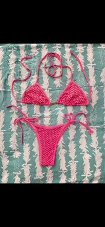 Bikini brésilien rose fluo S/M